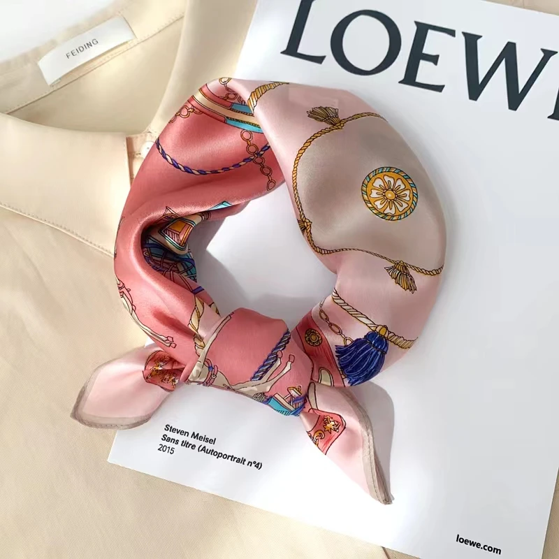 53x53桑蚕丝真丝小方巾ins春夏韩版装饰领巾百搭围巾防晒护颈椎女