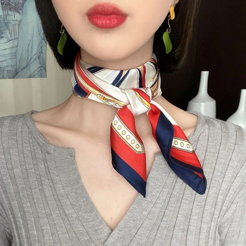 韩系正方形70方巾丝巾女韩版洋气职业装饰领巾春秋季百搭护颈围巾