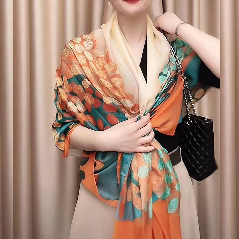 新款丝巾女130x180cm长围巾韩版百搭空调房外搭披肩柔软高档纱巾