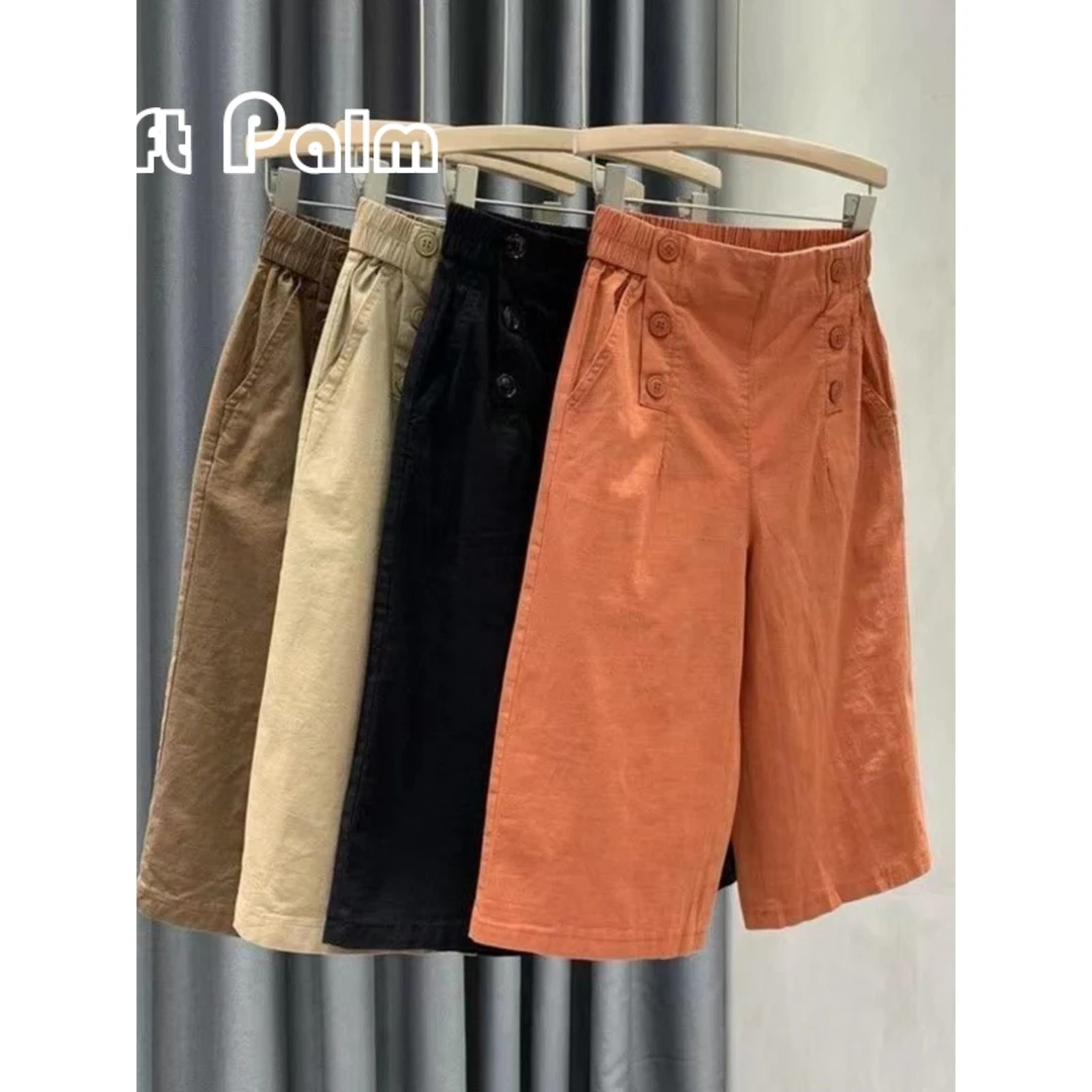 GiftPalm大码6分休闲阔腿短裤女夏薄款妈妈夏天裤子女宽松五分裤