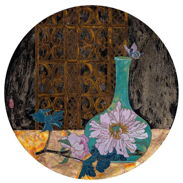 玉墨轩国画重彩牡丹课5幅作品