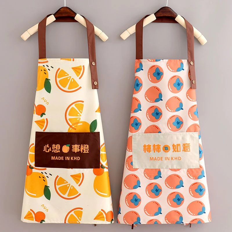 新款防水做饭厨房家用柿子卡通围裙女可爱洋气饭店工作围腰成人夏