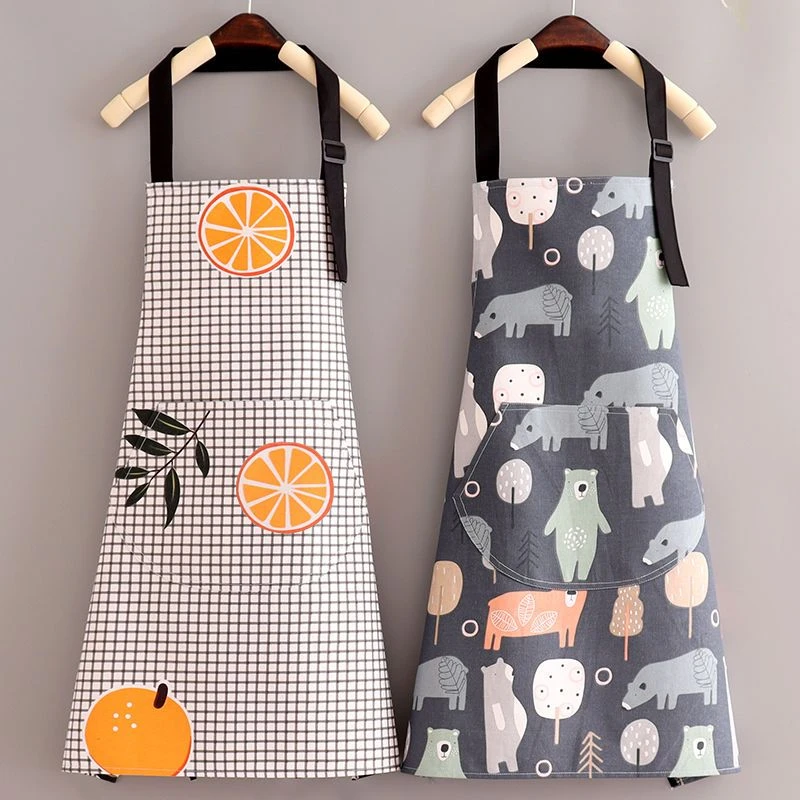 夏季布料帆布围裙家用厨房做饭围腰女餐饮专用时尚ins风工作服男