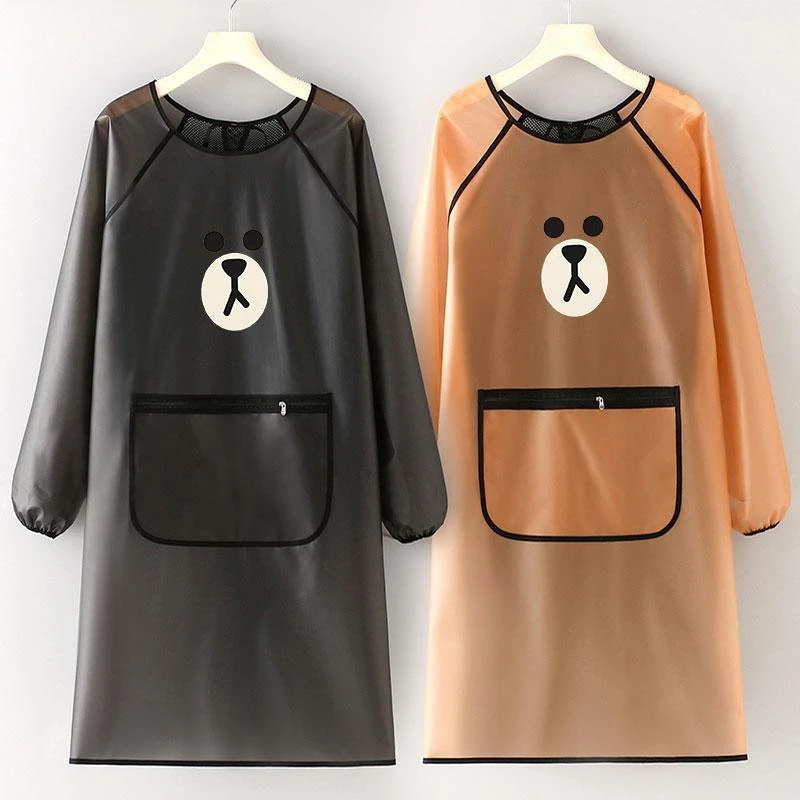 长袖围裙家用厨房防水防油女罩衣餐饮水产专用上班工作服定制LOGO