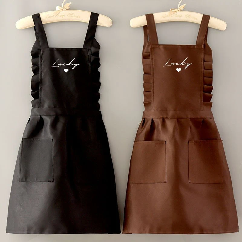 韩版洋气围裙家用厨房做饭透气防污围腰女上班耐磨新款工作服定制