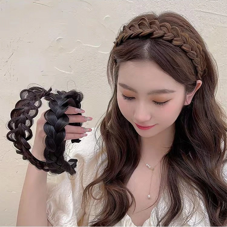 亚克力发饰 鱼骨辫子发箍编发发夹一体麻花辫假发发卡高颅顶头箍