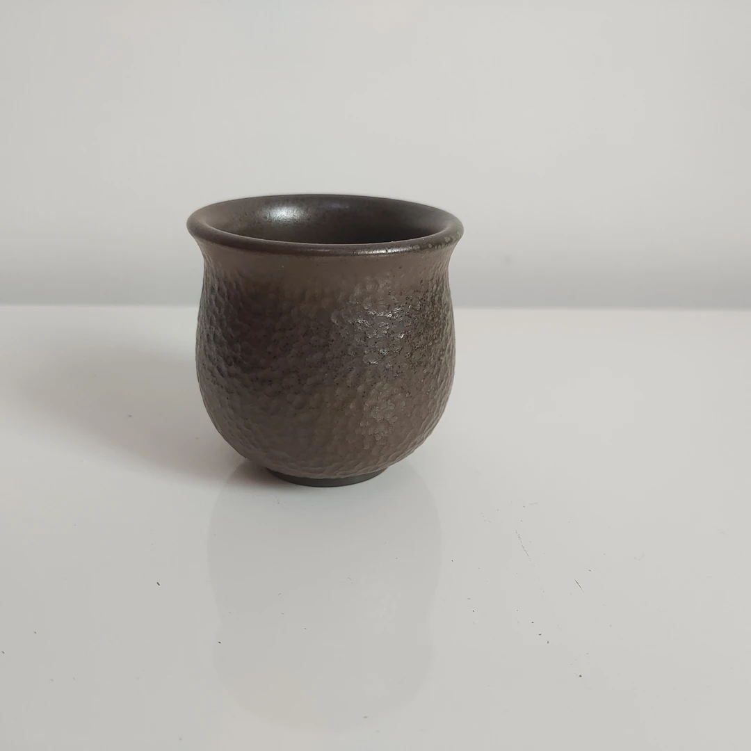 坭兴陶柴烧全手工精美锤纹荷花杯60毫升左右