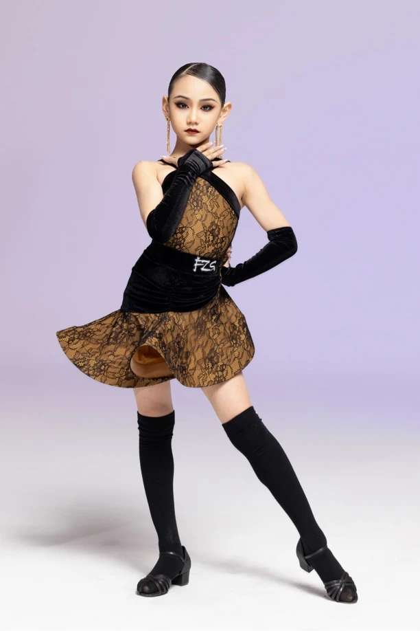 FZS DANCE 夏季新款L239 吊带款分体丝绒拼接包臀款鱼骨裙