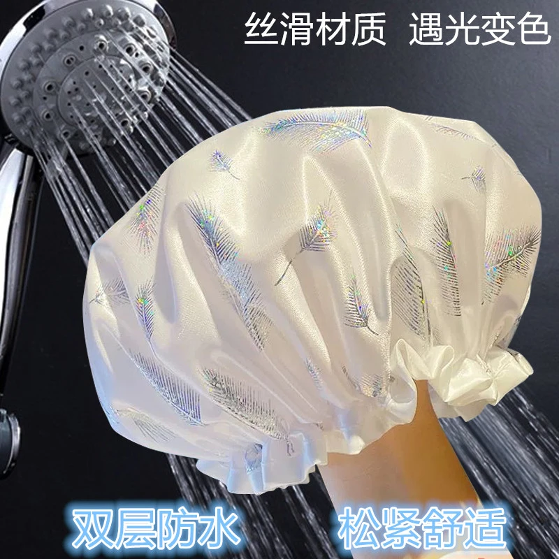 双层浴帽防水女可爱成人淋浴帽化妆帽新沐浴洗澡头套加厚防油烟帽