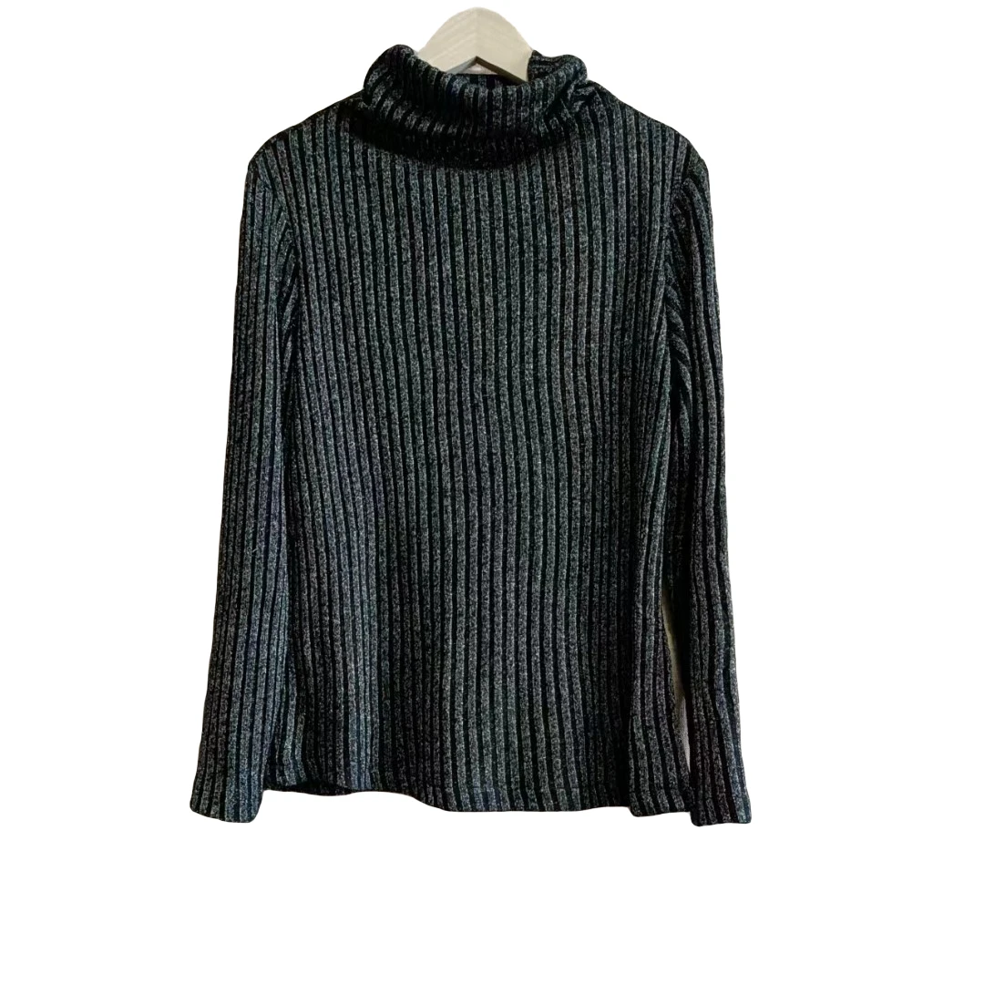 新款高领针织时尚半高领冬百搭黑色亮丝女士弹力打底衫0001