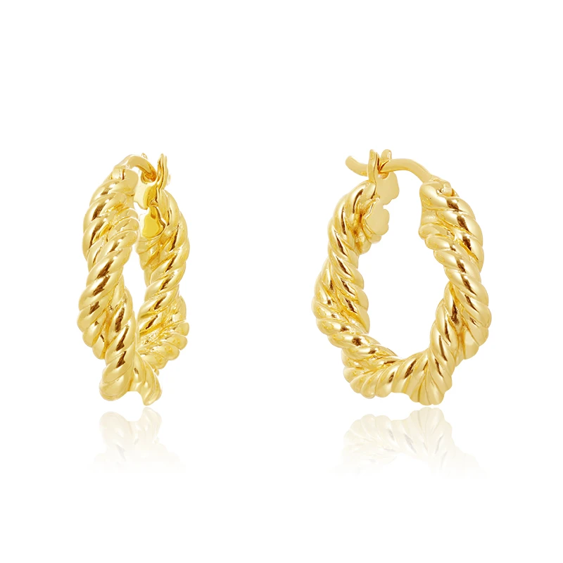 ARSIS双层麻花耳圈复古法式轻奢耳环个性时尚耳饰通勤百搭饰品