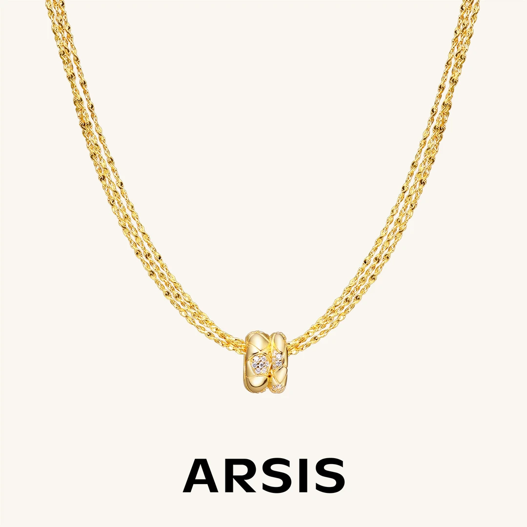 ARSIS蛇来运转两戴项链轻奢圣诞礼七夕礼物坠链满钻简约小众金色