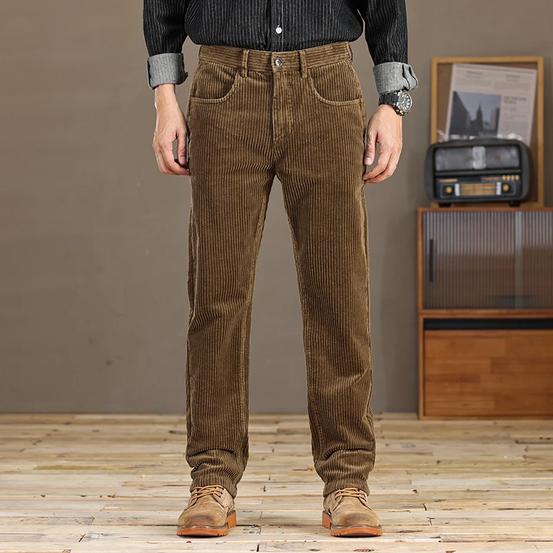 男士灯芯绒18盎司宽松复古百搭时尚秋冬季抗褶皱直筒宽松-800