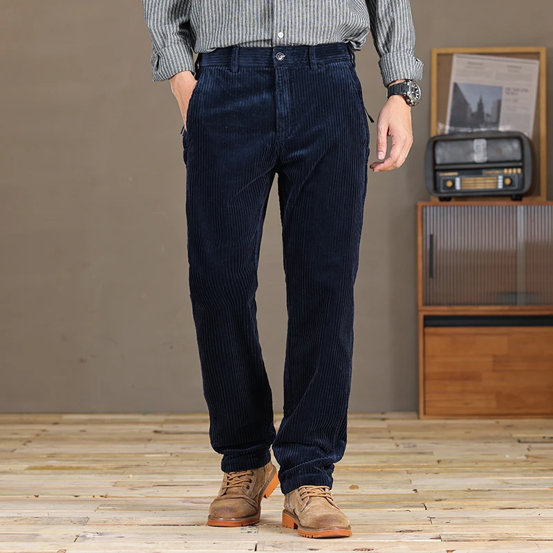 秋冬男士18盎司重磅灯芯绒复古百搭加厚-高腰宽松直筒保暖弹力801