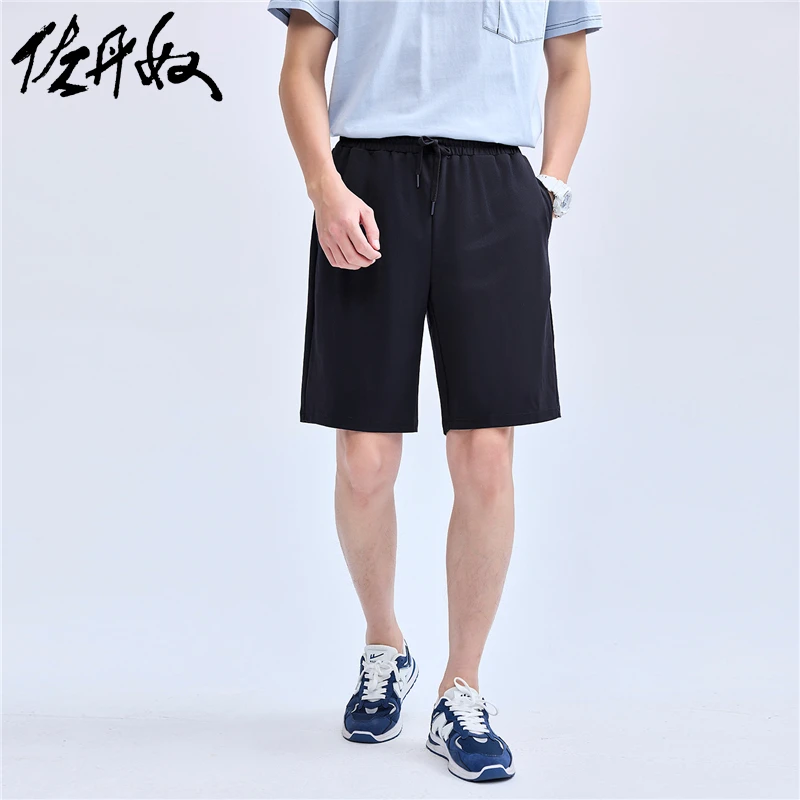 佐丹奴短裤男装罗马布针织抽绳松紧腰薄休闲短裤 13104551