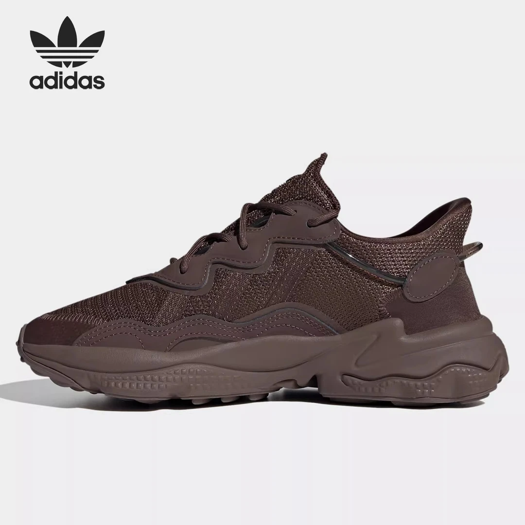 adidas originals Ozweego耐磨低帮运动休闲鞋女款棕色 Q46165