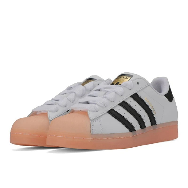 【微瑕】adidas originals Superstar减震低帮板鞋女款白黑粉FW3553