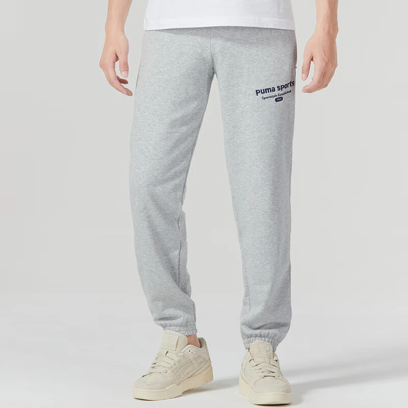 PUMA字母印花运动休闲裤男款灰色 623419-04
