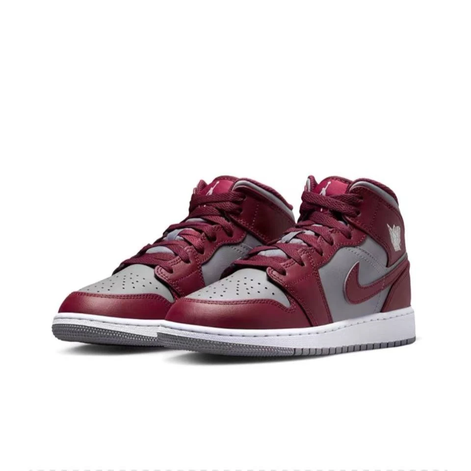 Jordan Air Jordan 1Mid舒适中帮复古运动篮球鞋GS酒红DQ8423-615