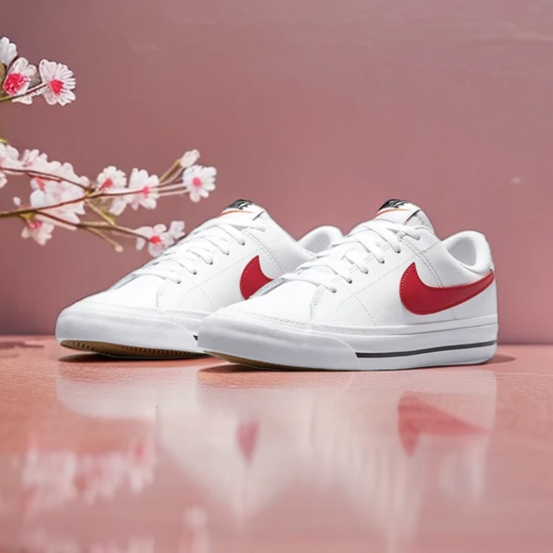 Nike Court Legacy 防滑减震时尚潮流低帮板鞋白红 DA5380-105（D）