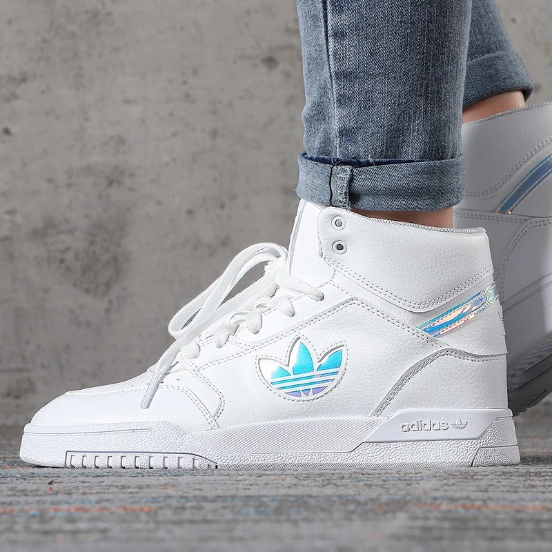 adidas  Drop Step XL镭射防滑耐磨高帮板鞋女款镭射白FW6282