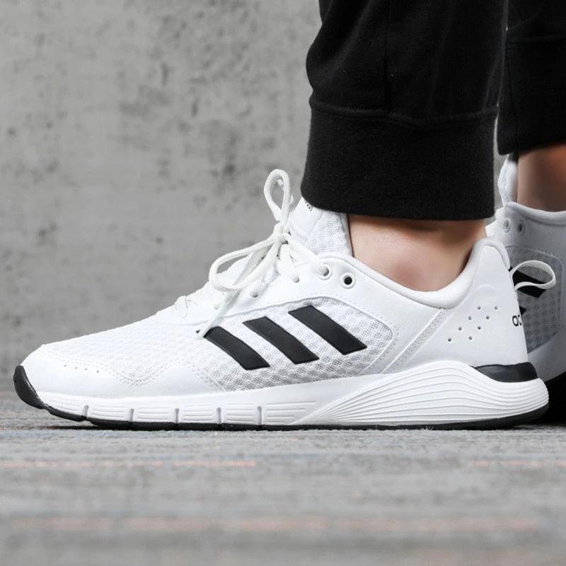 adidas Fluidcloud Neutral防滑耐磨低帮跑步鞋男款白色FX4705