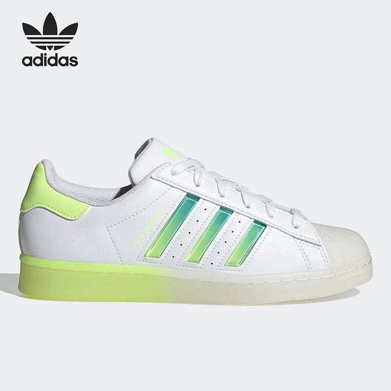 adidas originals Superstar 休闲 低帮 板鞋 女款白绿黄渐GW4909