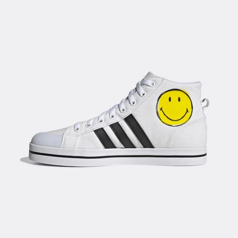 adidas neo Bravada Mid笑脸耐磨防滑中帮板鞋男款白黄黑G54949