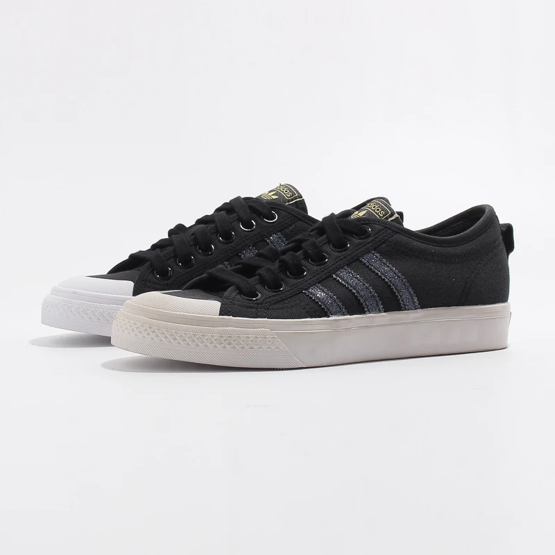 adidas originals NIZZA低帮板鞋女款黑蓝FX9004