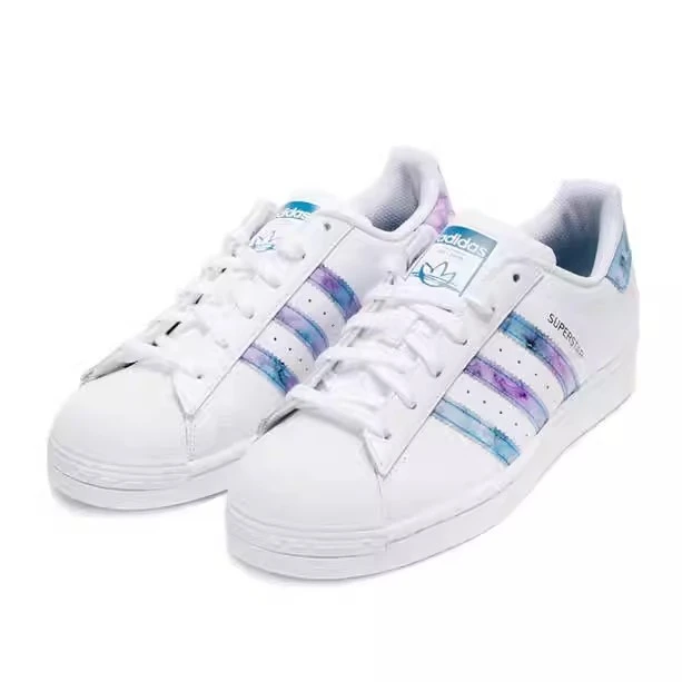 adidas orginals Superstar低帮板鞋男女同款白渐变紫GZ5217