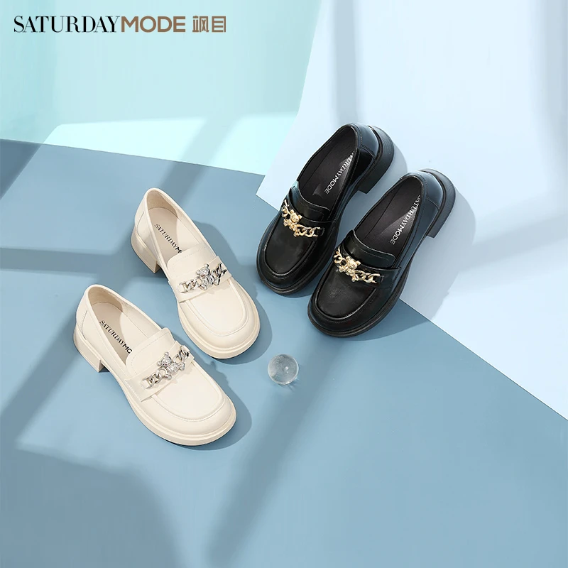 【店】深口乐福鞋秋季新款时尚百搭学院风中跟女鞋MD23112009
