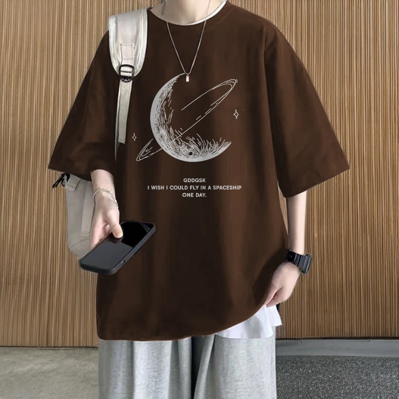 男士休闲小众韩版oversize重磅大码80-300斤夏季100%纯棉宽松短袖