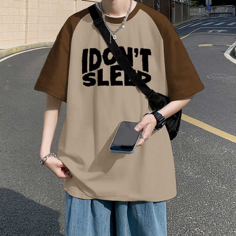 美式设计美系氛围感爆款字母舒适休闲宽松大码80-300斤纯棉短袖衫