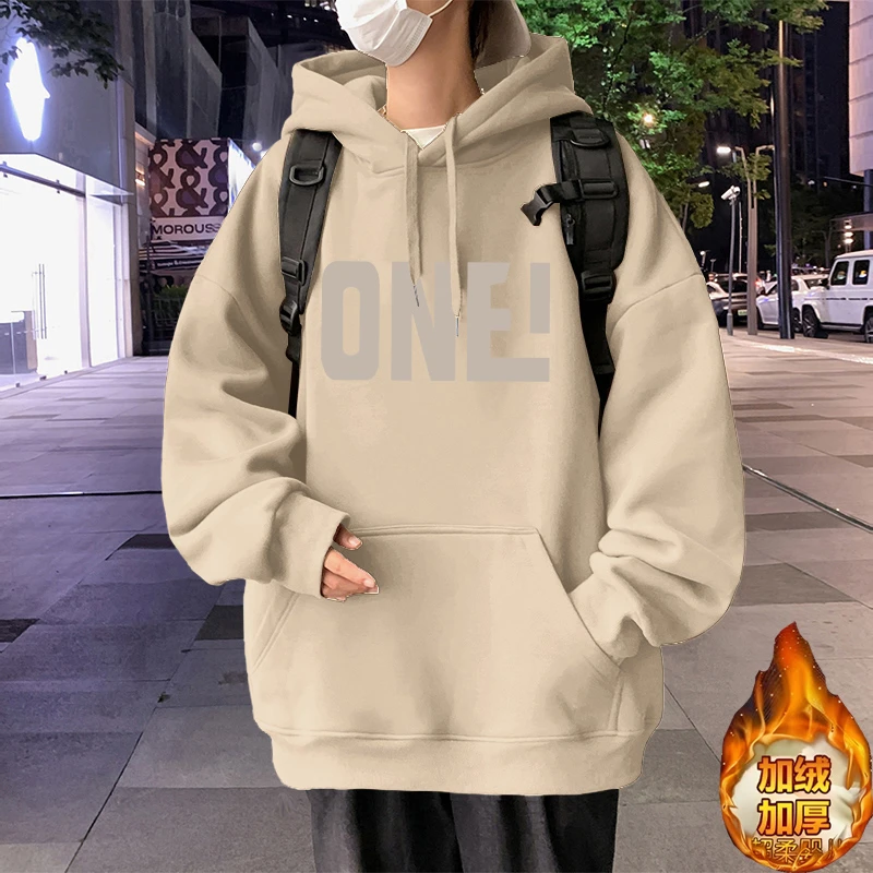 洋气小众加绒加厚保暖秋冬季男装抗起球连帽大码宽松胖子韩版卫衣