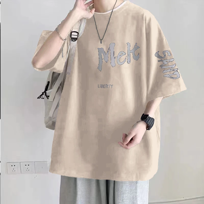 100%纯棉重磅2-300斤潮牌宽松大码短袖t恤男士夏季潮流青少年上衣