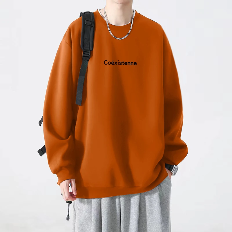 氛围感休闲小众大码重磅保暖加绒圆领套头秋冬男宽松vintage卫衣