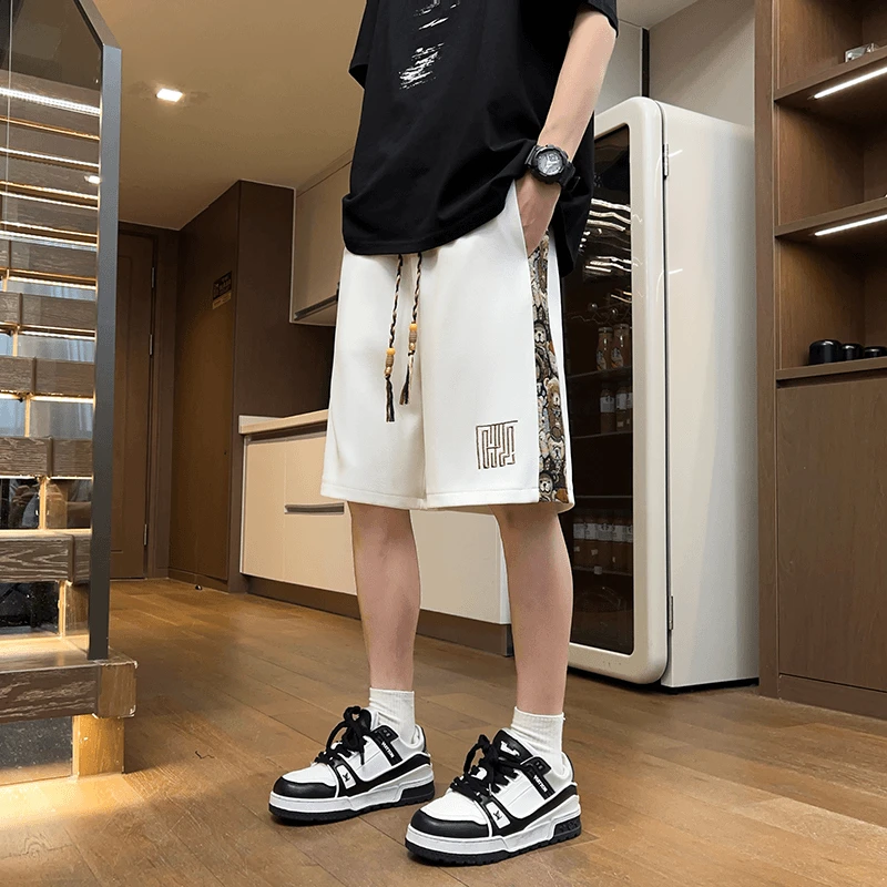 80-300斤运动短裤男夏季外穿刺绣五分裤宽松休闲胖子加肥加大码潮