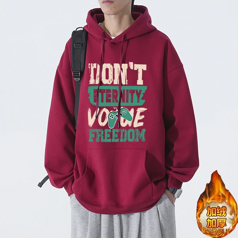 秋冬oversize男胖子大码加绒保暖连帽重磅抗起球青少年学生卫衣衫