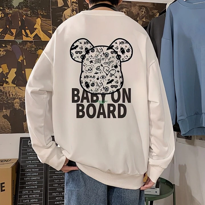 秋季百搭卡通大码80-300斤男重磅卫衣美式街头潮酷休闲青少年上衣