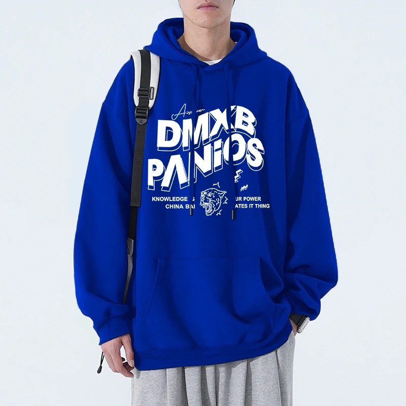 美系复古vibe秋冬款男连帽重磅卫衣加绒大码抽绳印花原宿风上衣服