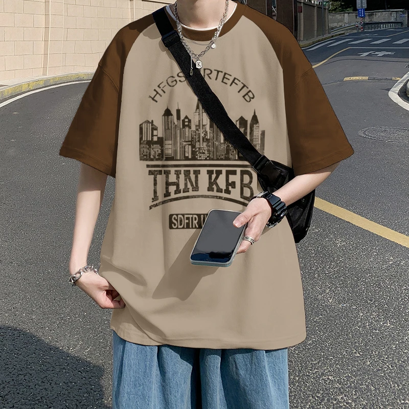 时尚街头高中生潮酷设计vintage活力氛围感大码300斤重磅纯棉短袖
