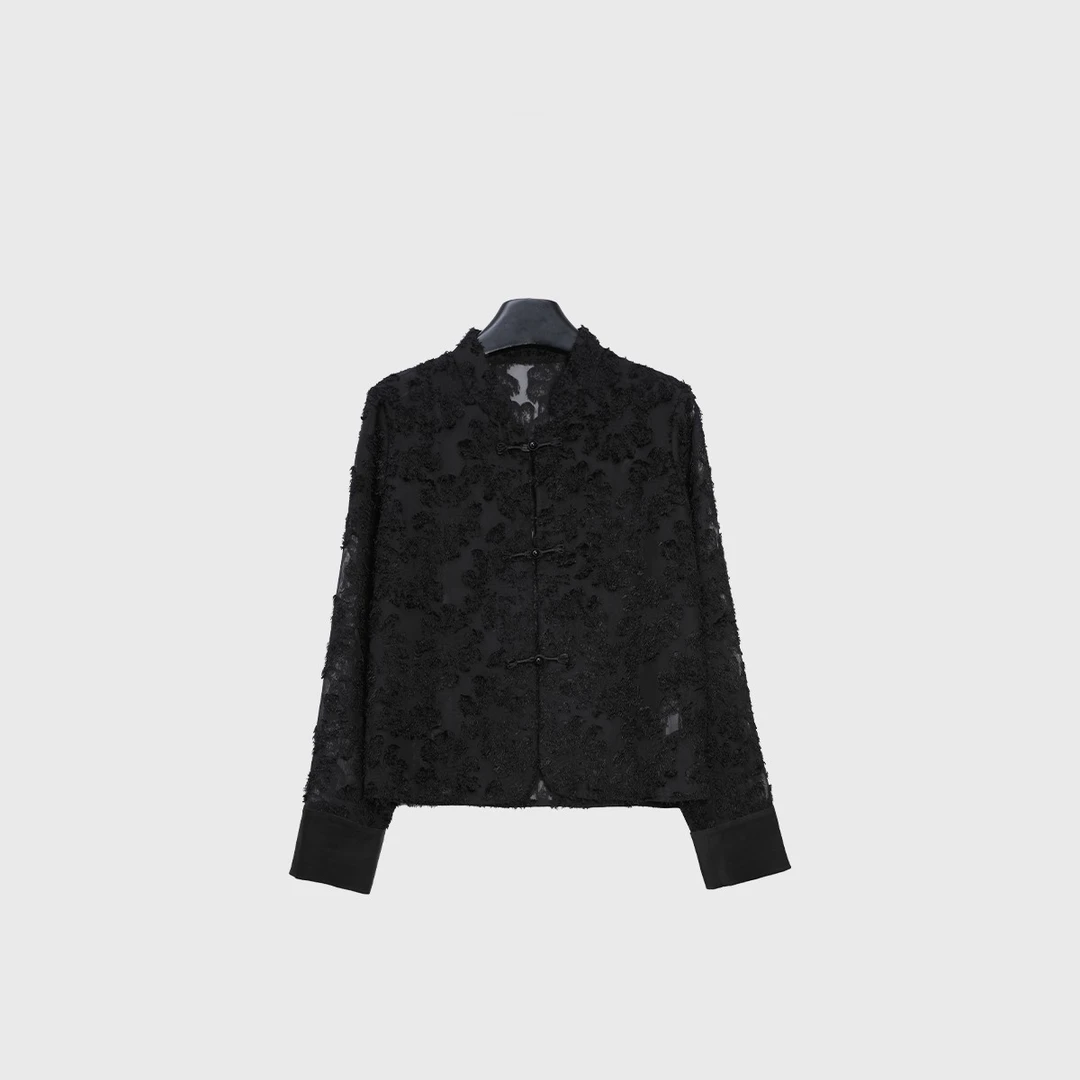 锦瑟｜秋新款新中式镂空流苏盘扣上衣女