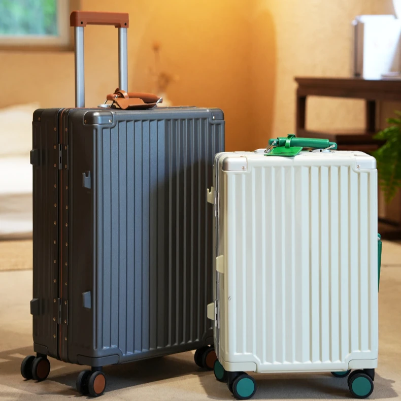 新款撞色行李箱女万向轮水杯架旅行箱男学生大容量密码箱登机皮箱