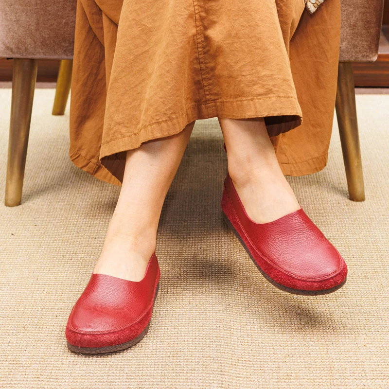 2023-8头层牛皮女单鞋时尚简约百搭柔软轻便舒适软底春夏秋妈妈鞋