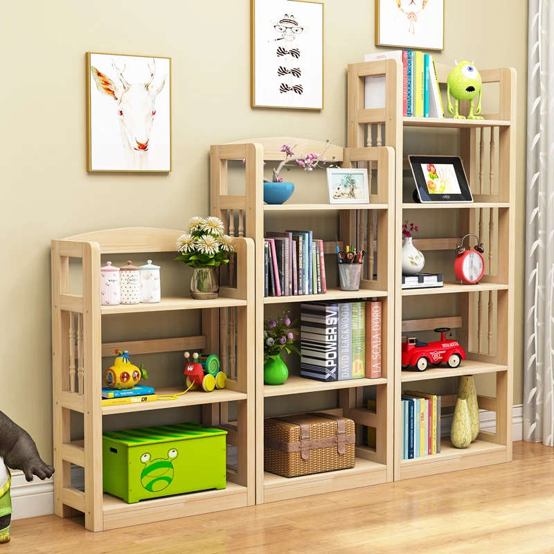 简易书架简约实木置物架学生儿童家用客厅多层收纳储物组合小书柜