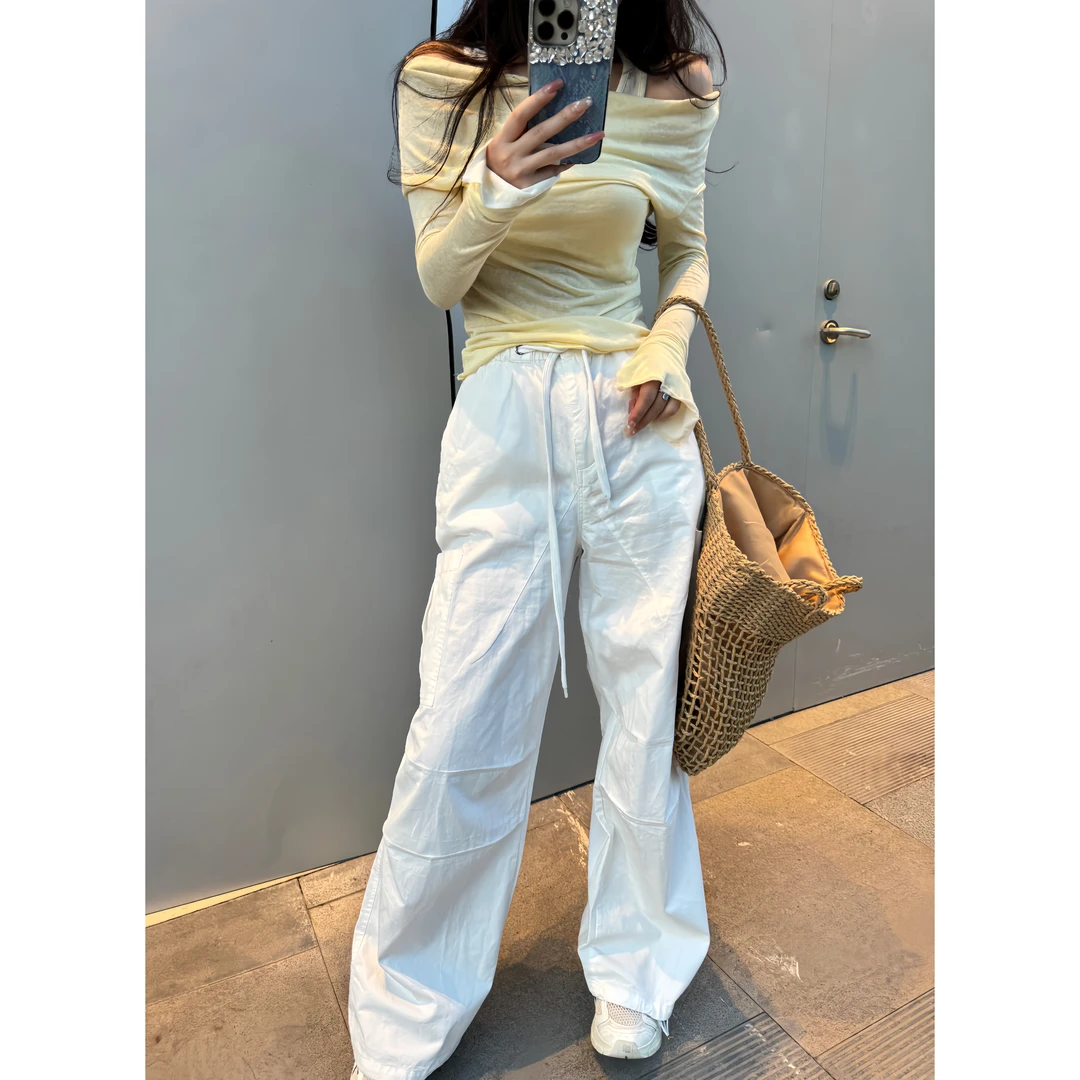 LUYUANR 【现货】博主同款 抽绳宽松ins休闲工装裤