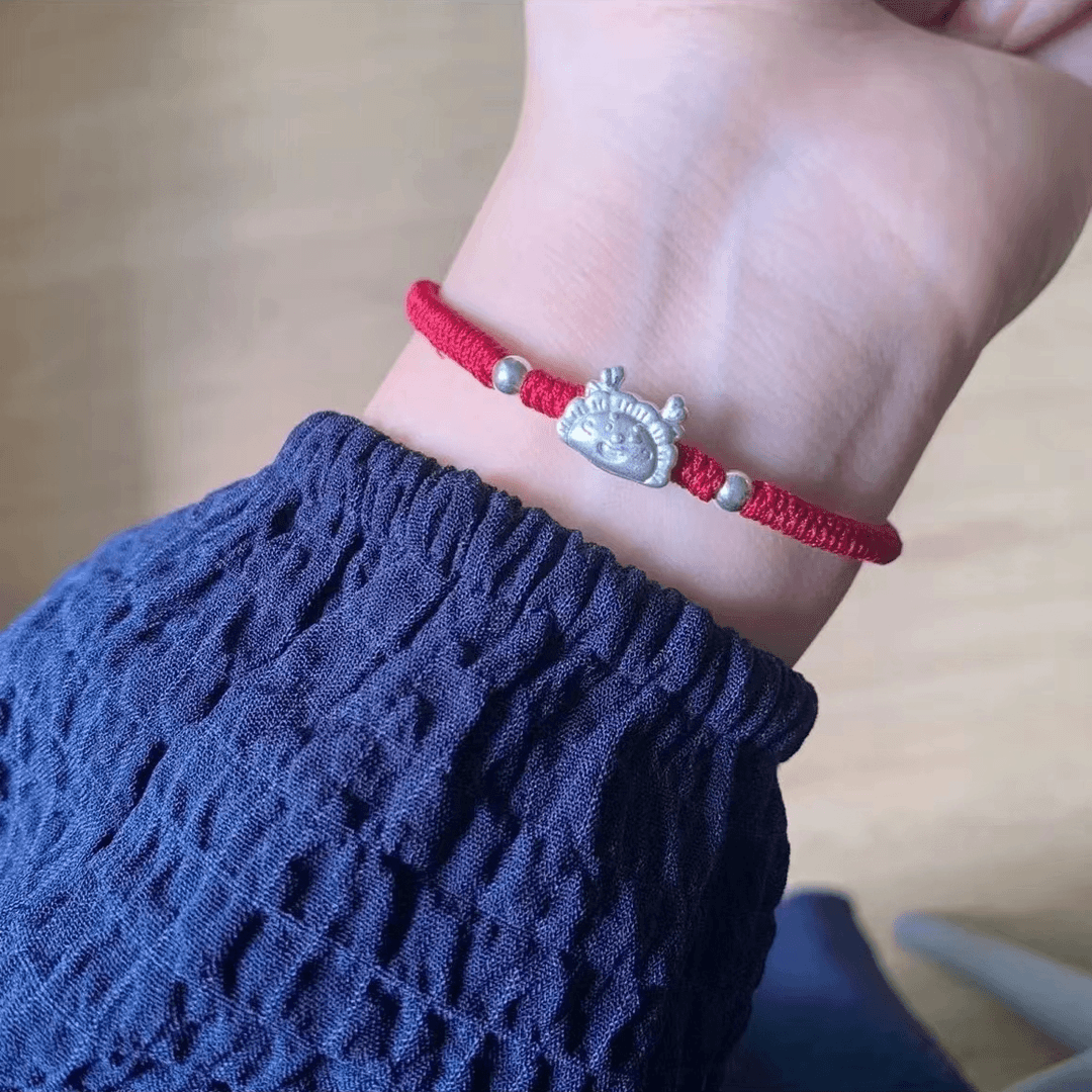 足银手链 足银可爱龙年手链本命年红色过年编织绳手工手绳伴手礼