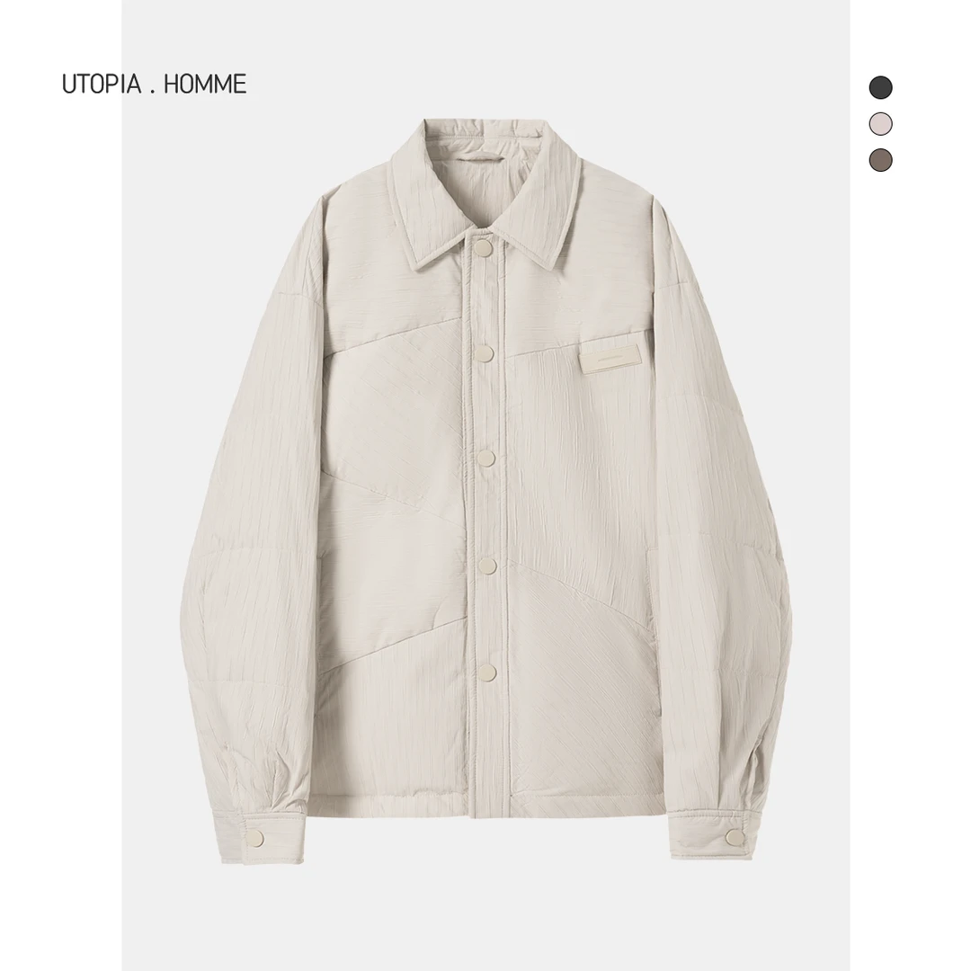 肌理感拼接轻薄羽绒服男士冬季外套新款潮时尚轻熟夹克上衣 28802