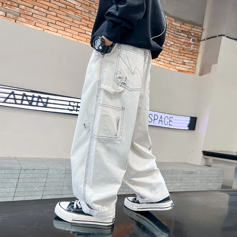 男童春秋装直筒宽松工装裤2024新款长裤中大儿童男孩春季痞帅裤子