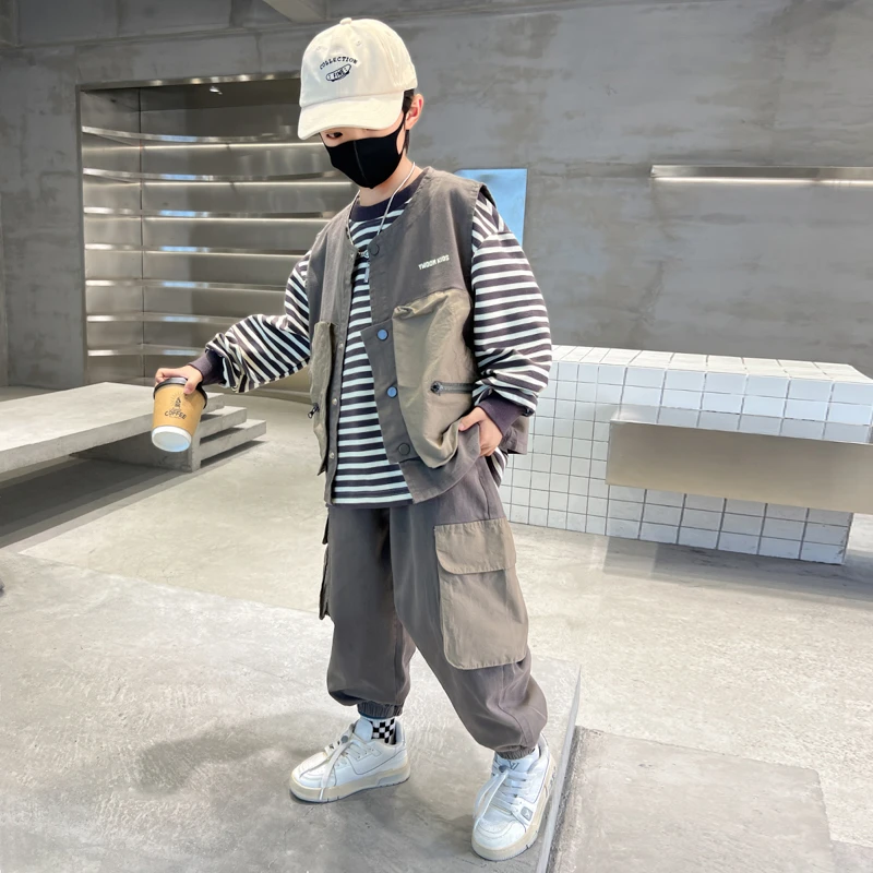 儿童装男童春装工装套装2024新款中大童春秋款运动衣服男孩春季潮